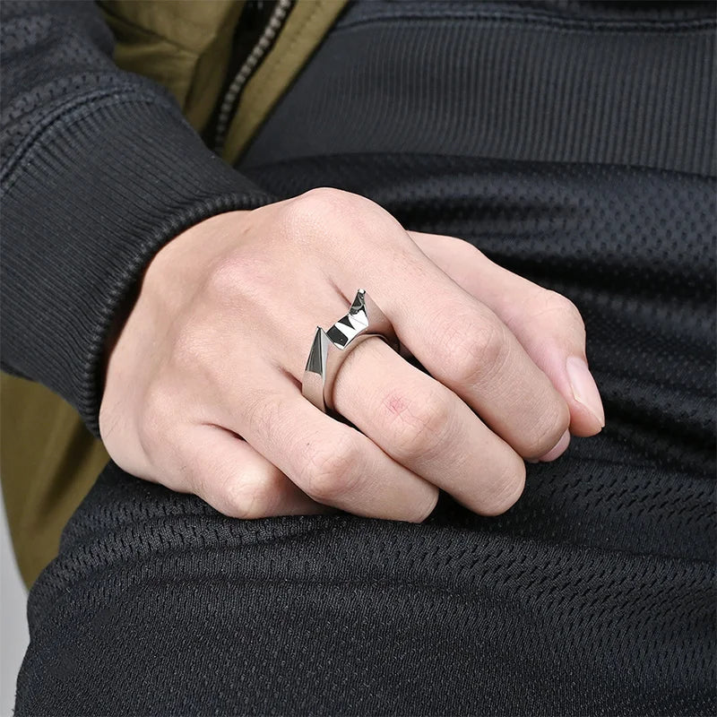 Cat Ear Shape Ring - Unisex Window Breaker Rings, Safety Spike Rings, Small Anti-Wolf Rings, Punk-Style Zinc Alloy Jewelry 3pcs
