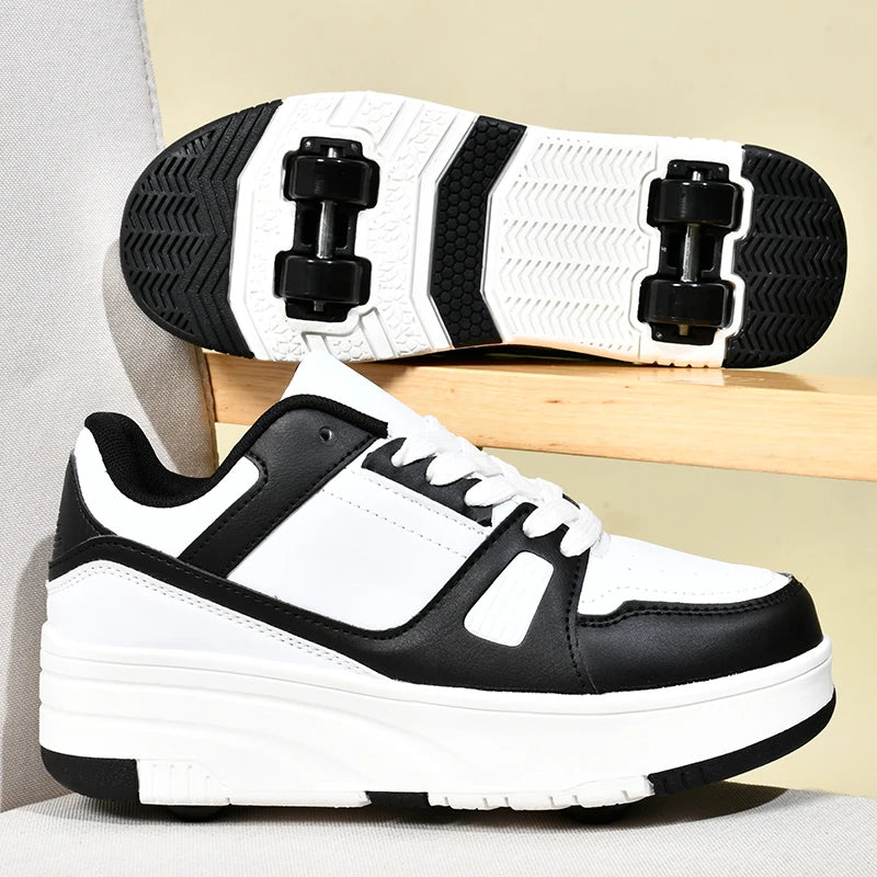 Children's Roller Skate Shoes Student Inline Skating Shoes Girls 4-Wheel Deformation Boy's Skating Shoes