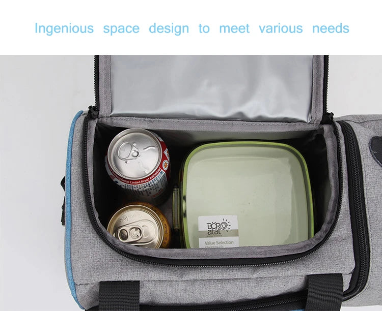 Insulated Lunch Bag Waterproof Large Thermal Food Container Adjustable Shoulder Strap Thickened Lunch Box for School Bag