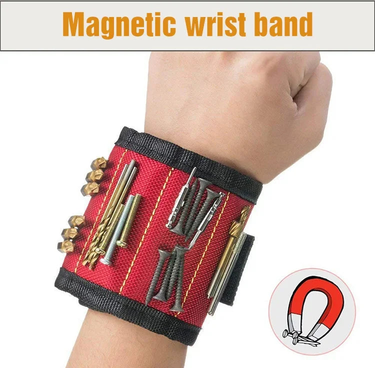 Five Rows of Ten Magnets Magnetic Wristband for Holding Screws,Nails,Drilling Bits,Wrist Tool Holder Belts with Strong Magnets