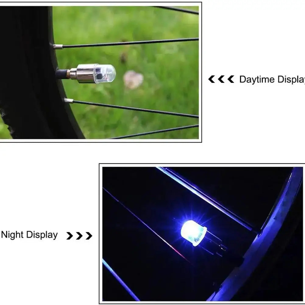 2pcs Wheel Lights Luminous Tire Motorcycle Bike Wheel Tire Valve Cover Universal Led Waterproof Car Accessories Wheel Light
