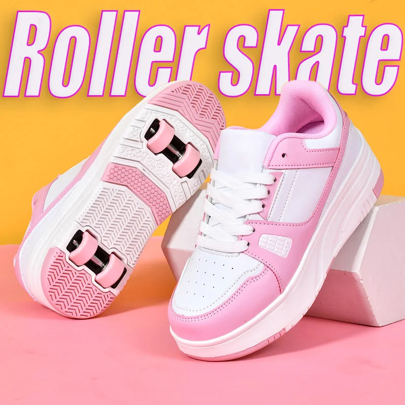 Children's Roller Skate Shoes Student Inline Skating Shoes Girls 4-Wheel Deformation Boy's Skating Shoes