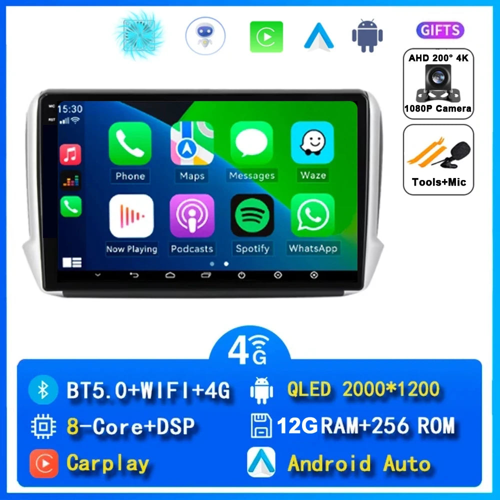 Android 16 Navigation Multimedia Player For Peugeot 2008 208 Series 2012 2013 2014 - 2018 Carplay Auto Stereo BT video Car radio