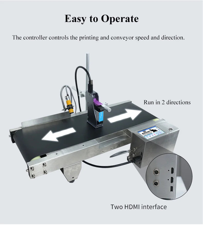 Conveyor Printer Integrated Machine 2 In 1 Using 600DPI Exp Mfg Date Coding Machine Smart TIJ Inline Printer
