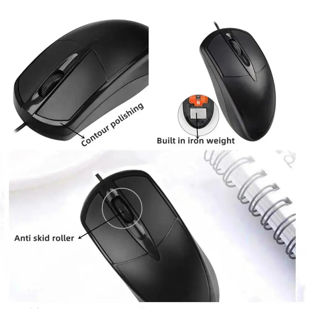 USB Optical Wired Mouse Laptop Home Office Mouse Anti Slip Roller 3D 1200DPI Game Mause Computer Accessories For PC Desktop
