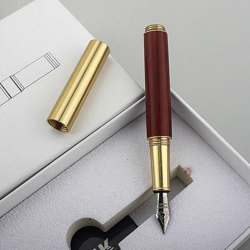 Exquisitely Designed Portable Pocket Vintage Mini Lipstick Pen Brass Solid Wood Materials Stationery Gifts Office Supplies
