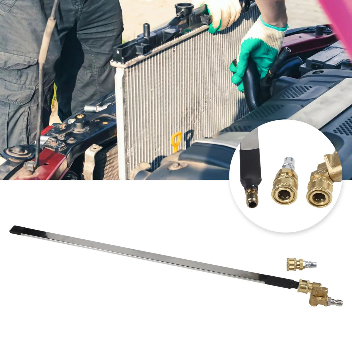 Portable Radiator Cleaning Tool 4500 PSI Radiator Flush Cleaner Tool 60CM Car Water Tank Cleaner Automotive Accessories