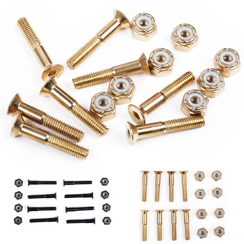 8set Skateboard Bridge Spike Replacement Screws Nuts Set For Skateboard Longboard Acce Bridge Frame Deck Screw M5x25mm/28mm/30mm