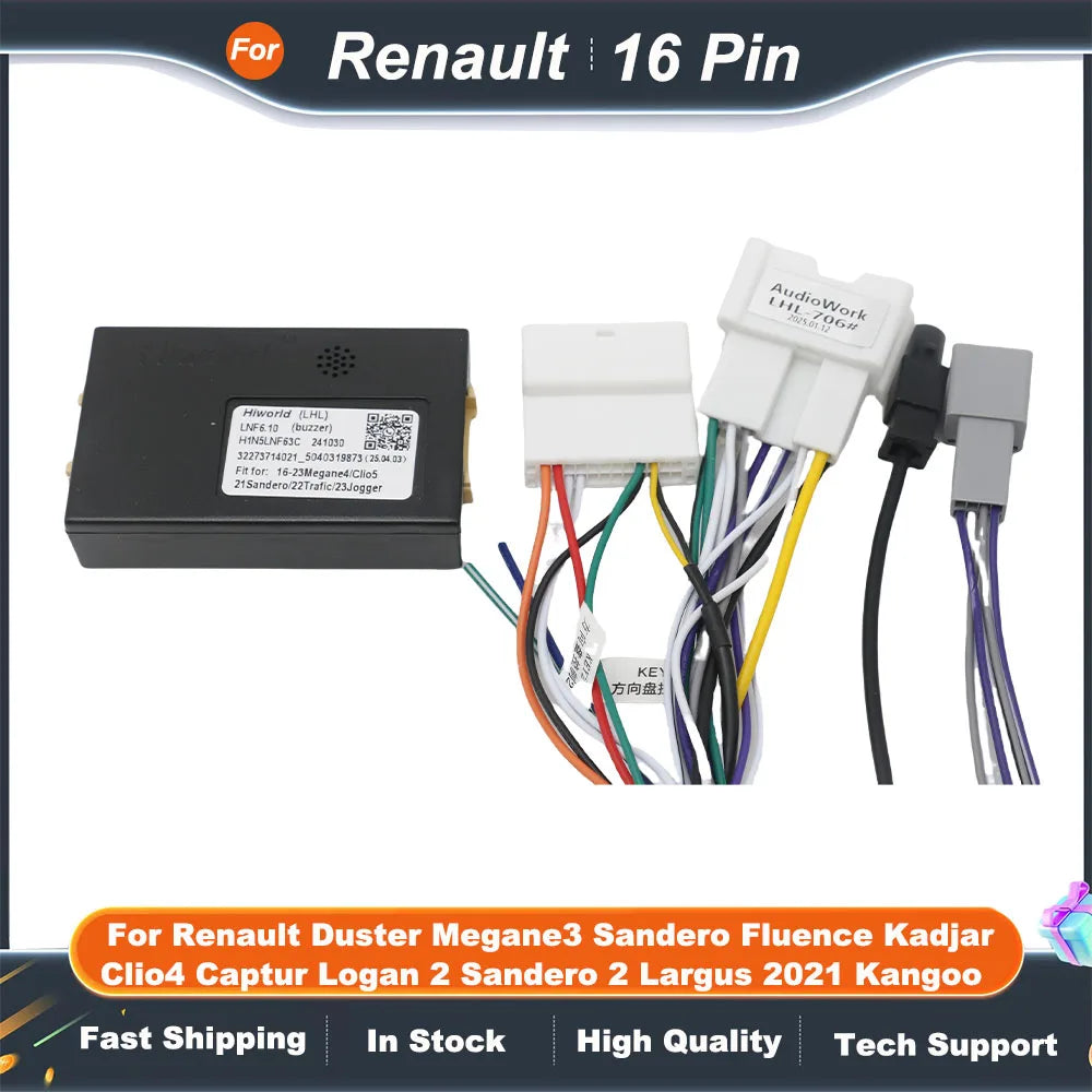 16 Pin Wiring HARNESS CANBUS For Renault Duster Megane3 Sandero Fluence Kadjar Clio4 Captur Logan 2 Sandero 2 Largus 2021 Kangoo