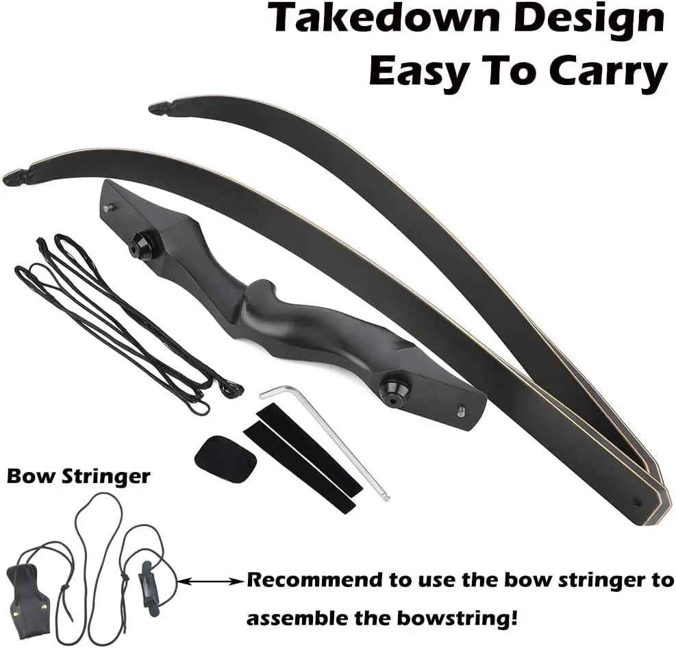 60 Inch Archery Takedown Recurve Bow F171A for Adults/Youth 30-60Lbs American Hunting Bow Magnesium Alloy Metal  Right Handed