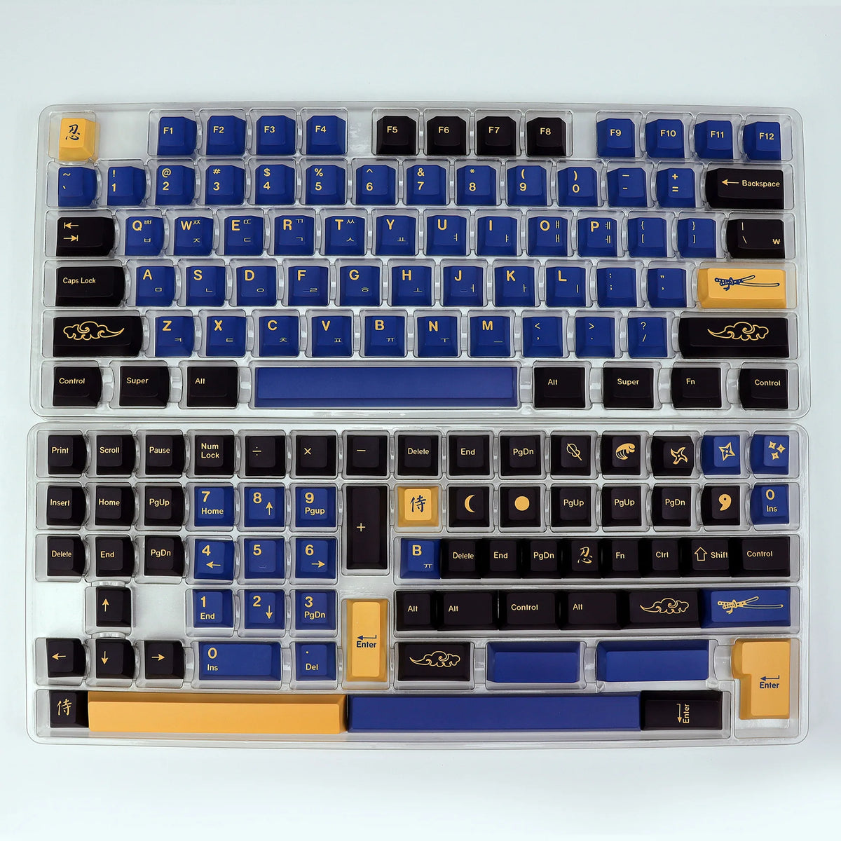 KBDiy Retro Blue Samurai GMK Keycap Hangul PBT Cherry Profile Alice ISO Keycaps Custom For Mechanical Keyboard Gamer Split Space
