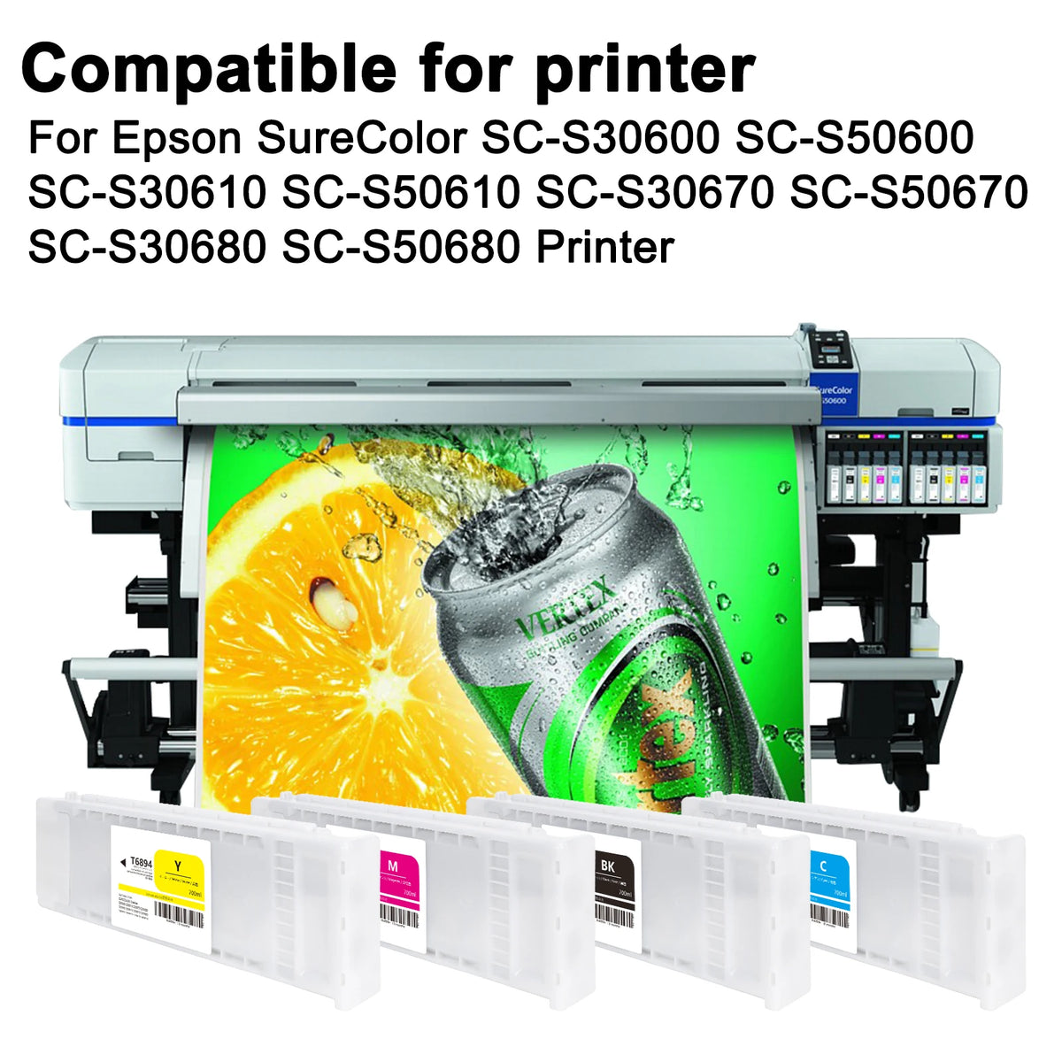 T6871 T6872 T6873 T6874 Compatible Ink Cartridge with Weak Solvent Ink with Chip for Epson S30600 S50600 S70600 Printer Ink