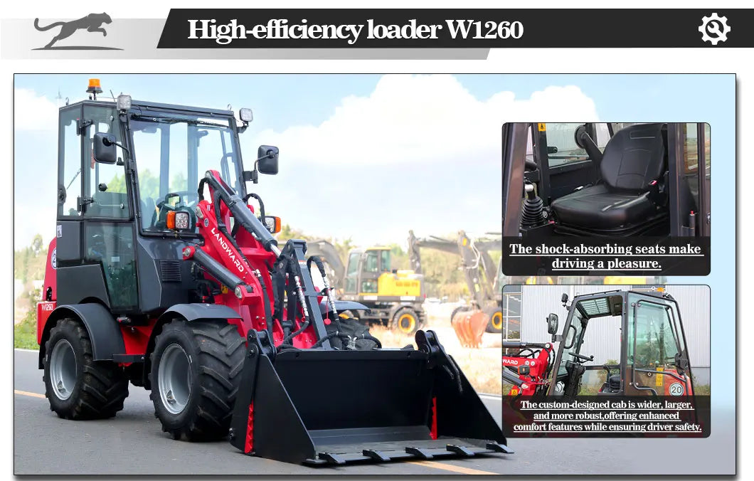 Farm Loader Diesel Kubota Engine Mini Loader Euro5 EPA Wheeled Mini Loader Hydraulic 4×4 Compact Loader 2 Ton Loaders Customized