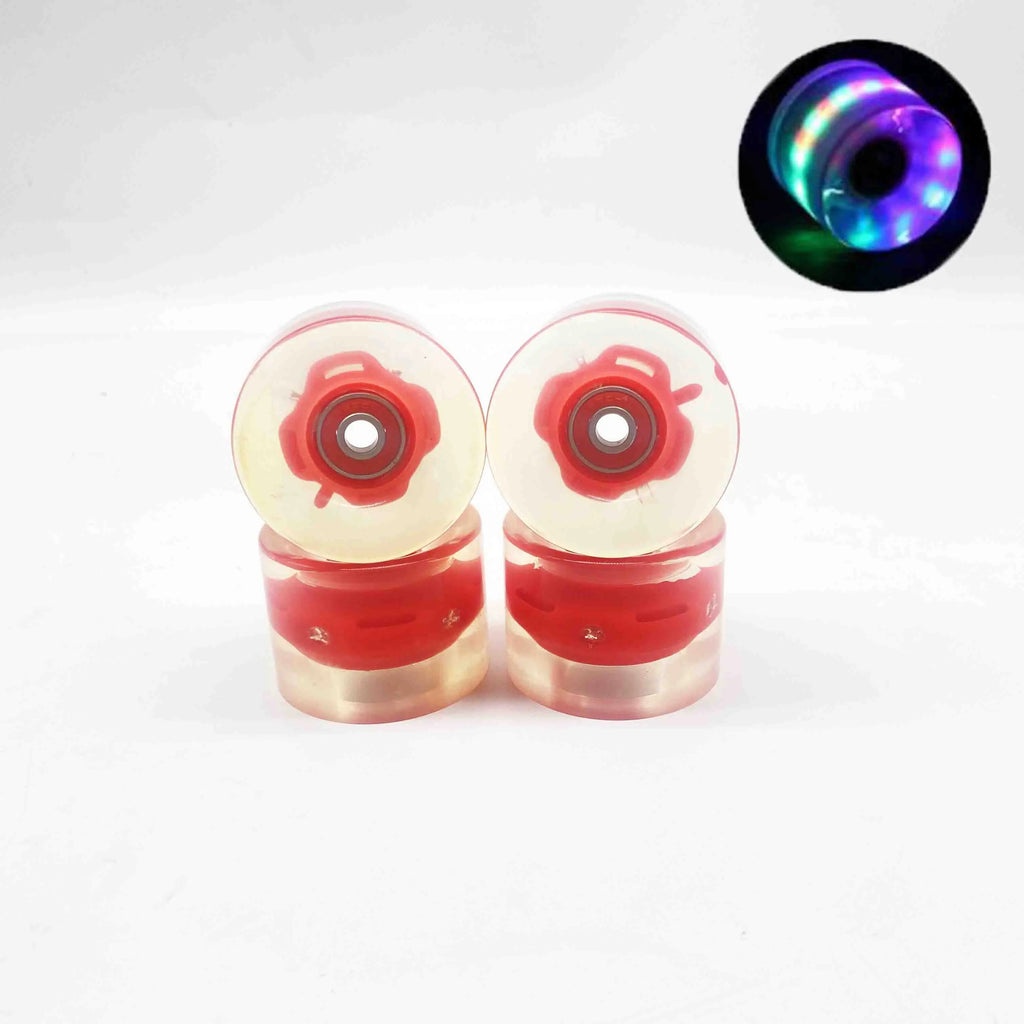 4 Pieces 78A 60*45mm LED Flash Longboard Wheel DanceBoard Transparent Skateboard Wheel PU Double Rocker Flashing Wheel