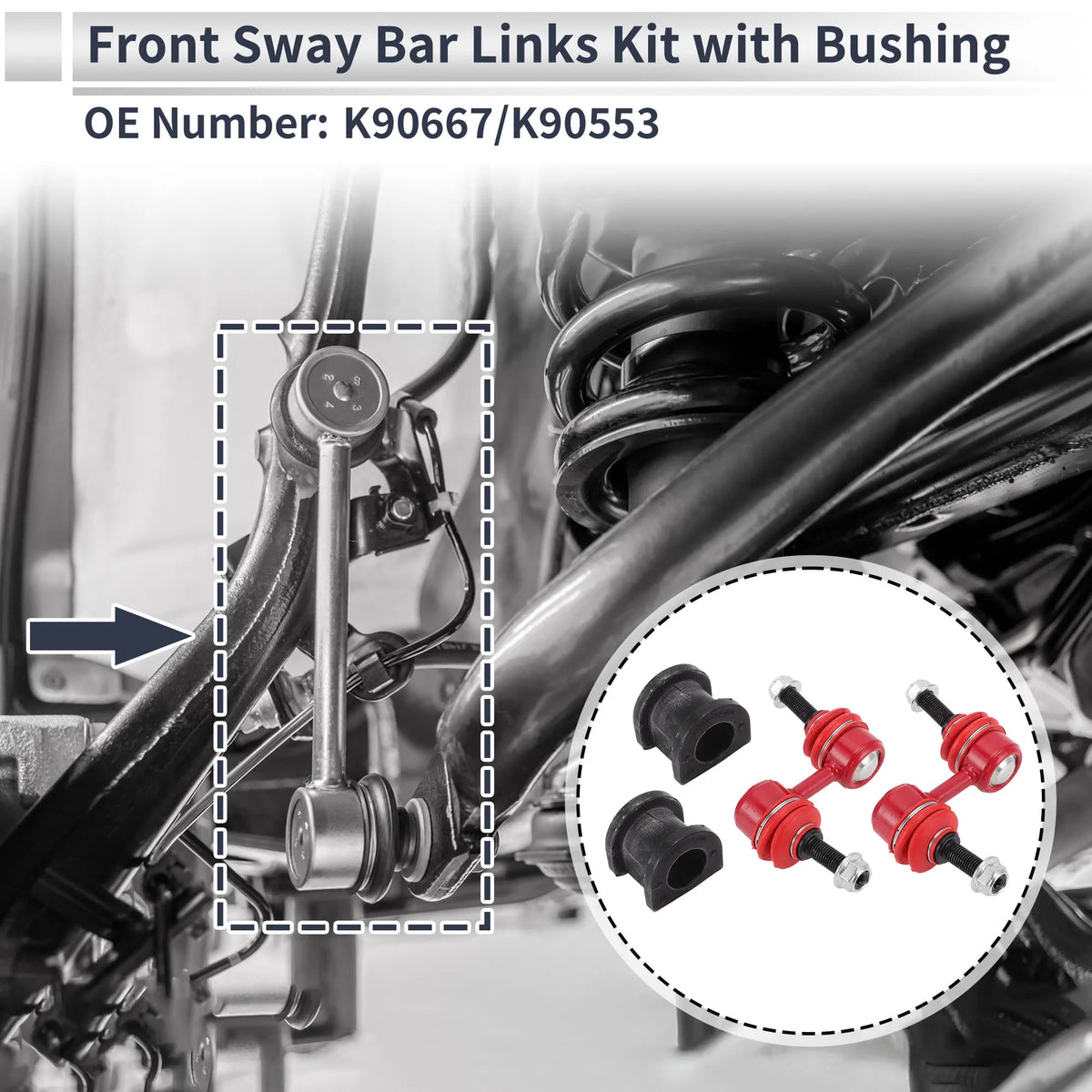UXCELL Front Stabilizer Bar Links with 2 Pcs Bushing for Honda CR-V 97-01 No.K90667