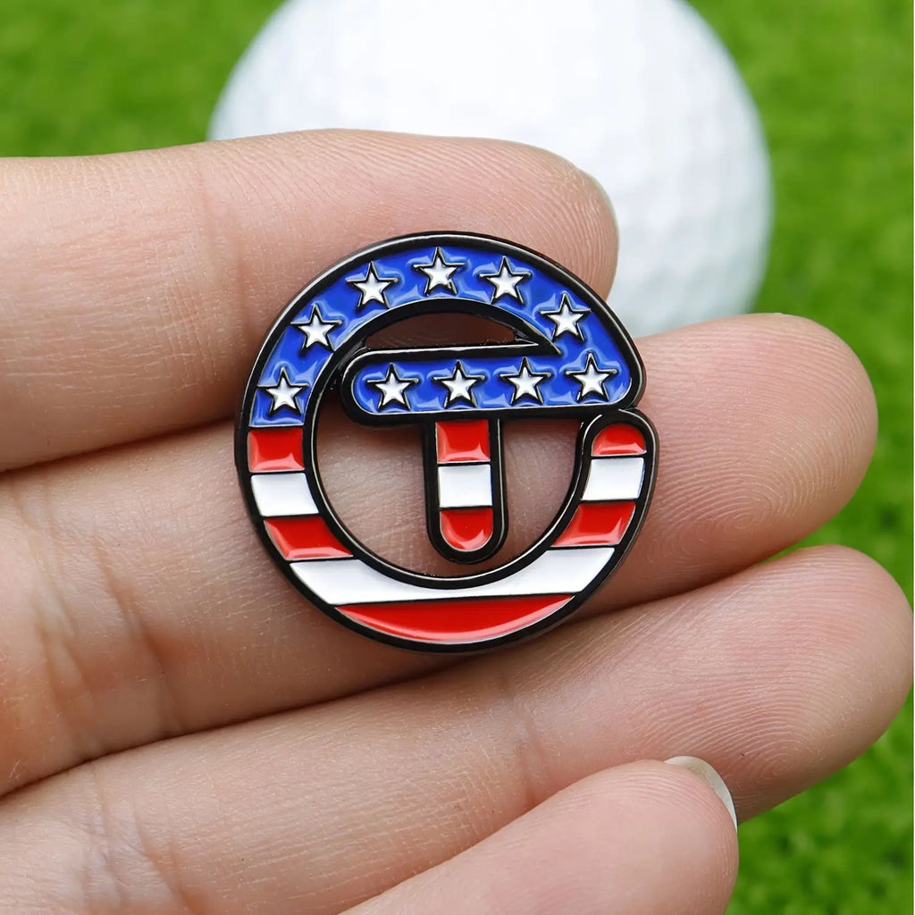 USA Themed Stars Stripes Golf Ball Marker with Magnetic Hat Clip Golf Accessories Gift for Golfers Premium Golf Gift for Men