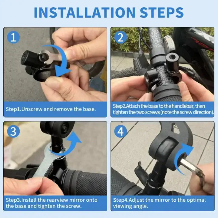 Pair of 360-Degree Rotating Bike Mirrors Scratch-Resistant Handlebar Mirrors for Safe Riding Rear View Glass Lens