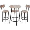 Set of 3pcs 23.5\" Rounded Corner Bar Tables with Two Stools Comfortable Pub Table Furniture
