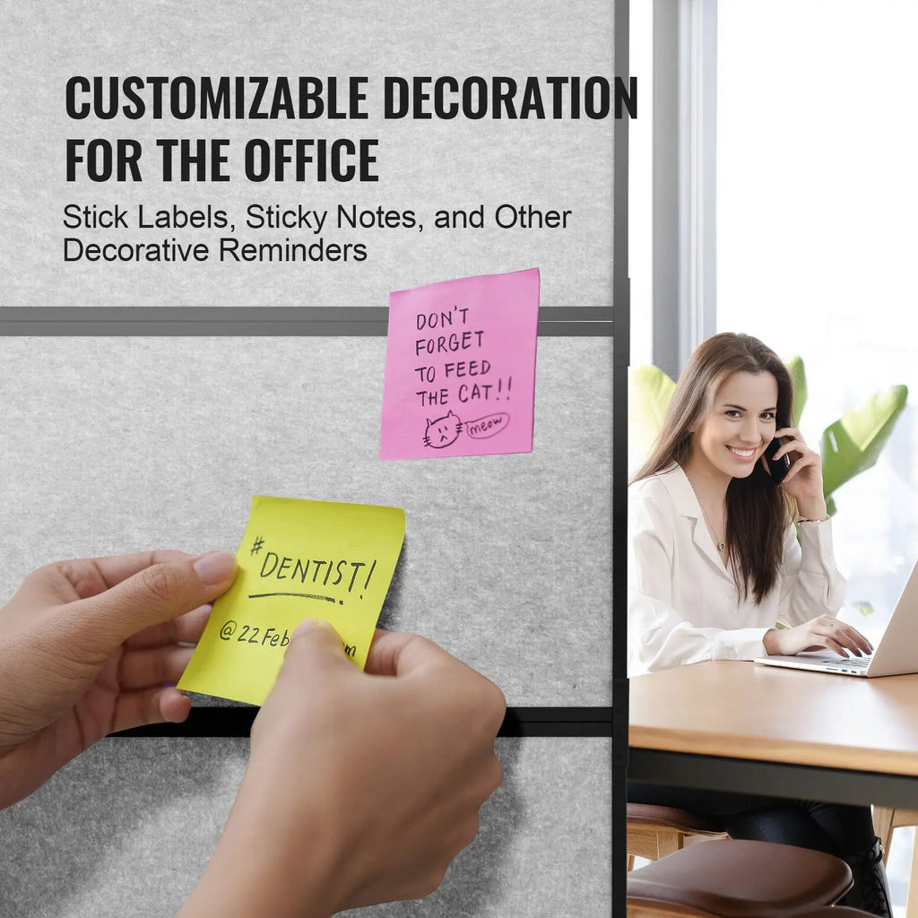 2-Panel Freestanding Office Divider Wall Partition Fireproof Privacy Divider to Reduce Noise Office Partition
