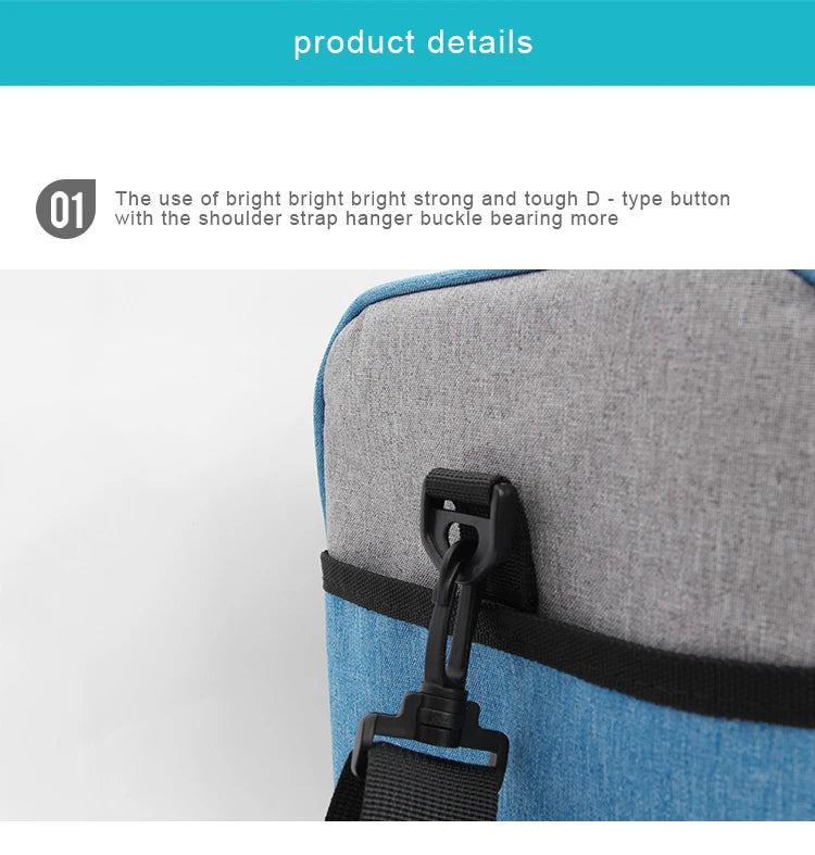 Insulated Lunch Bag Waterproof Large Thermal Food Container Adjustable Shoulder Strap Thickened Lunch Box for School Bag