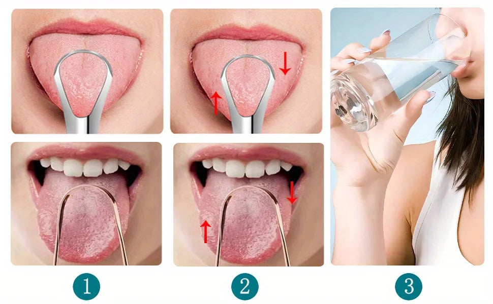 Adult Tongue Scraper Set Stainless Steel Spoon shaped tongue scraper, Reduces Bad Breath,Easy to Use,Oral Hygiene Tongue Cleaner