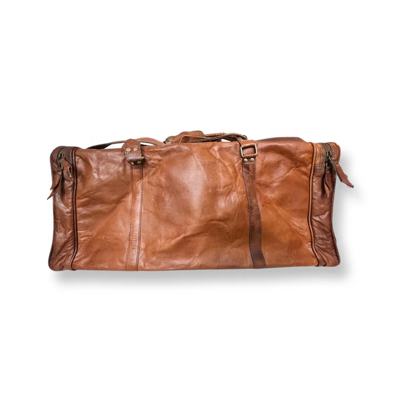 Vintage Genuine Goat Leather Duffle Bags Luggage Bag for Travelling Men and Women Handmade Handcrafted Fashionable Duffel Bag