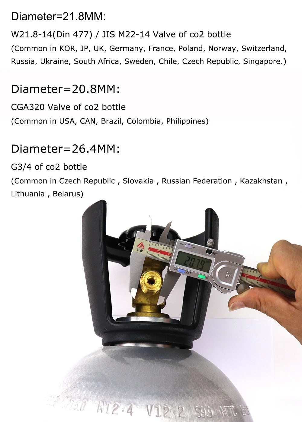 New HPA CO2 Refill Needle Charger Adapter Adaptor Fit W21.8(DIN477) CGA320 G3/4 CO2 Bottle