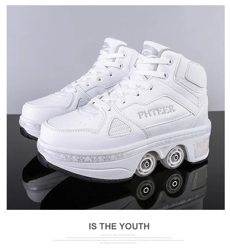 New Deformation Parkour Shoes 4 Roller Skating Shoes Kids Adults Unisex Sneakers Street Urban Fitness FSK Quad Skating Shoes