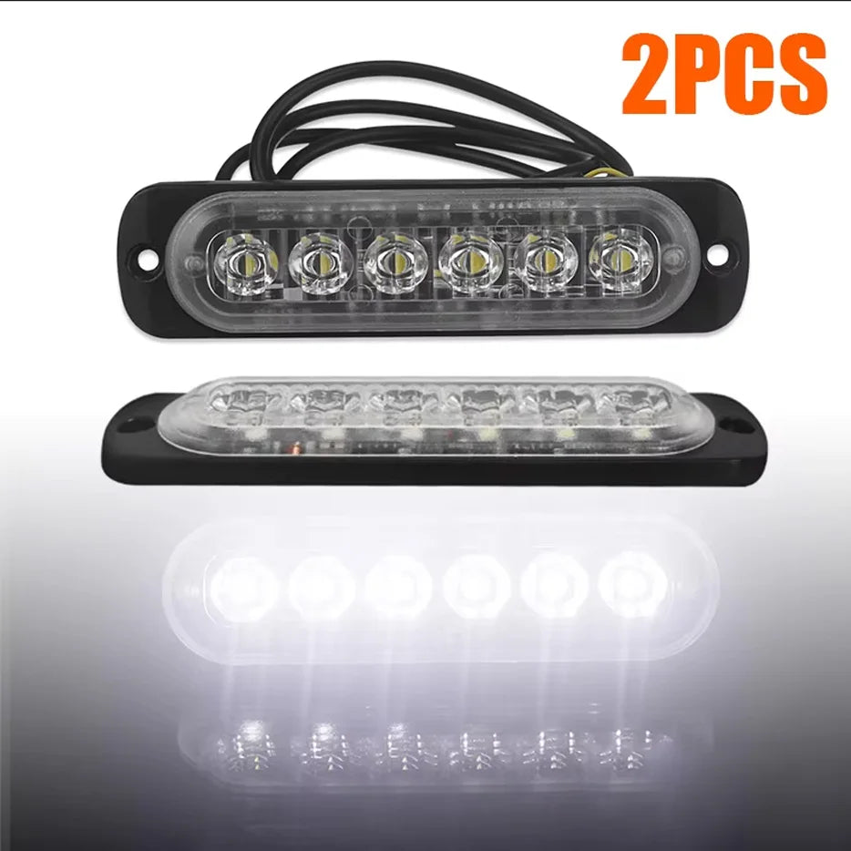2pcs 12V-24V Fog Lights LED Work Light Flood Light Off-Road Car External Lights White 6 SMD LED Indicator Light Tail Rear Lamps