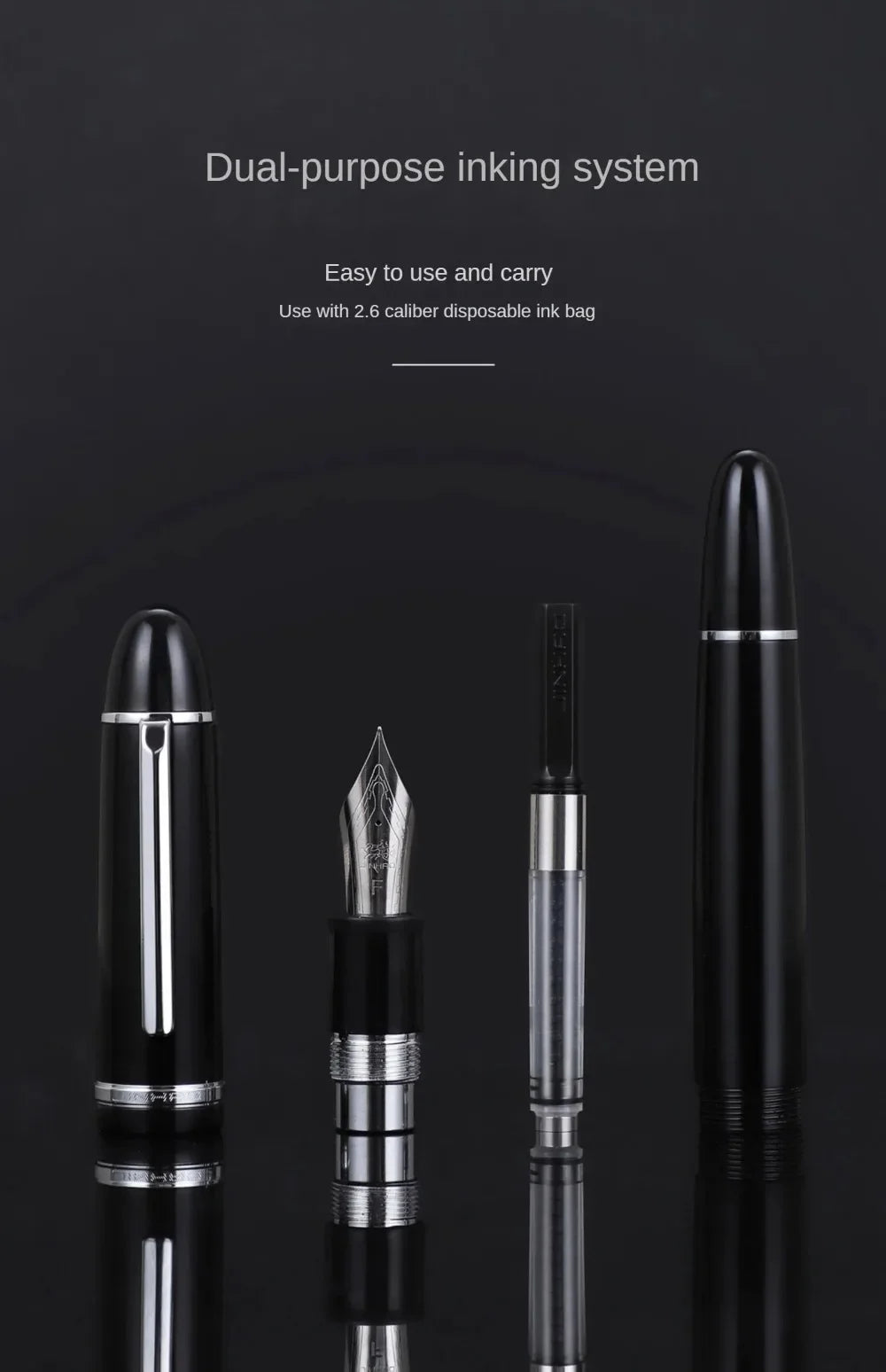 Jinhao X159 Classic ABS Fountain Pen 0.5mm/0.38mm Nib Ink Pens Set, Elegant Office Stationery Supplies