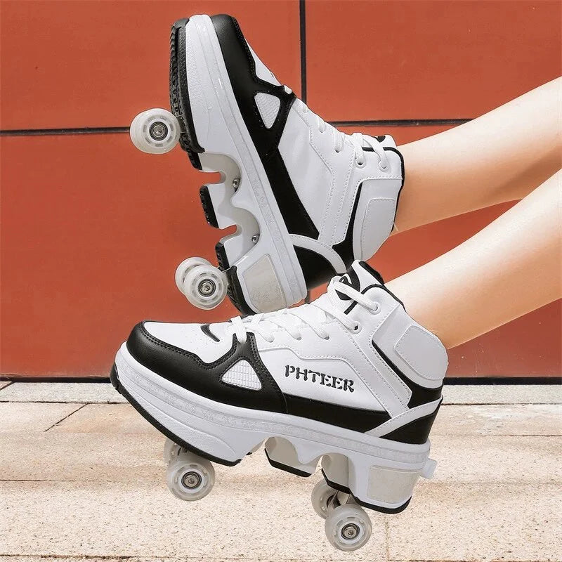 New Deformation Parkour Shoes 4 Roller Skating Shoes Kids Adults Unisex Sneakers Street Urban Fitness FSK Quad Skating Shoes