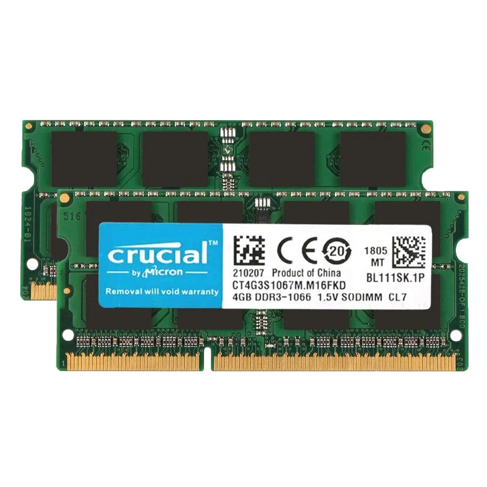 Crucial Notebook DDR3 RAM DDR3L 4GB 8GB SODIMM 1333 1666MHz 204Pin 1.35V/1.5V RAM PC3-10600 12800 FOR Laptop