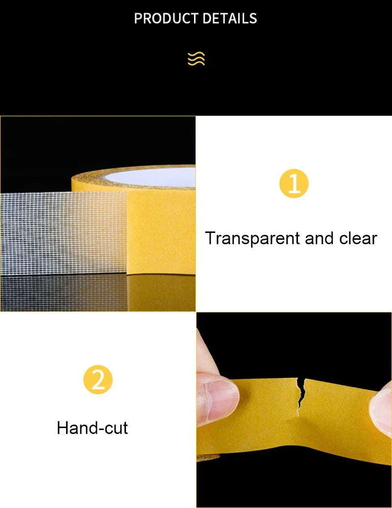 1Pc Super Thin Grid Double Sided Adhesive Tape Heavy Duty Waterproof Translucent Mesh Traceless Strong Fixing Adhesive Sticker