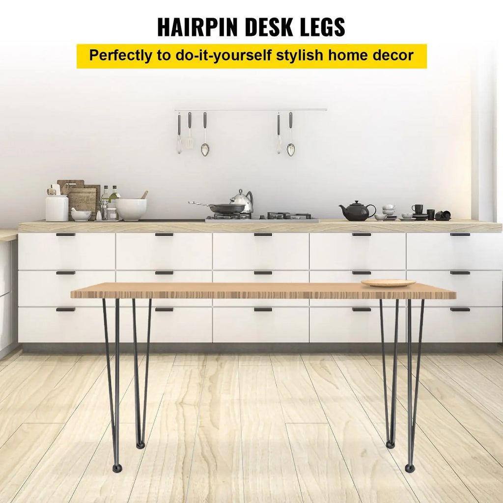 24\" Black Hairpin Table Legs Set of 4 880lbs Load Capacity (220lbs Each) Hairpin Desk Legs 3 Rods Bench Desk Dining for Parks