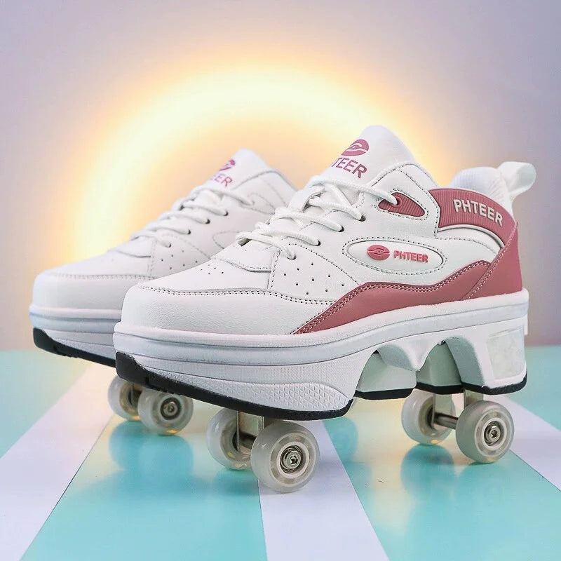 New Deformation Parkour Shoes 4 Roller Skating Shoes Kids Adults Unisex Sneakers Street Urban Fitness FSK Quad Skating Shoes