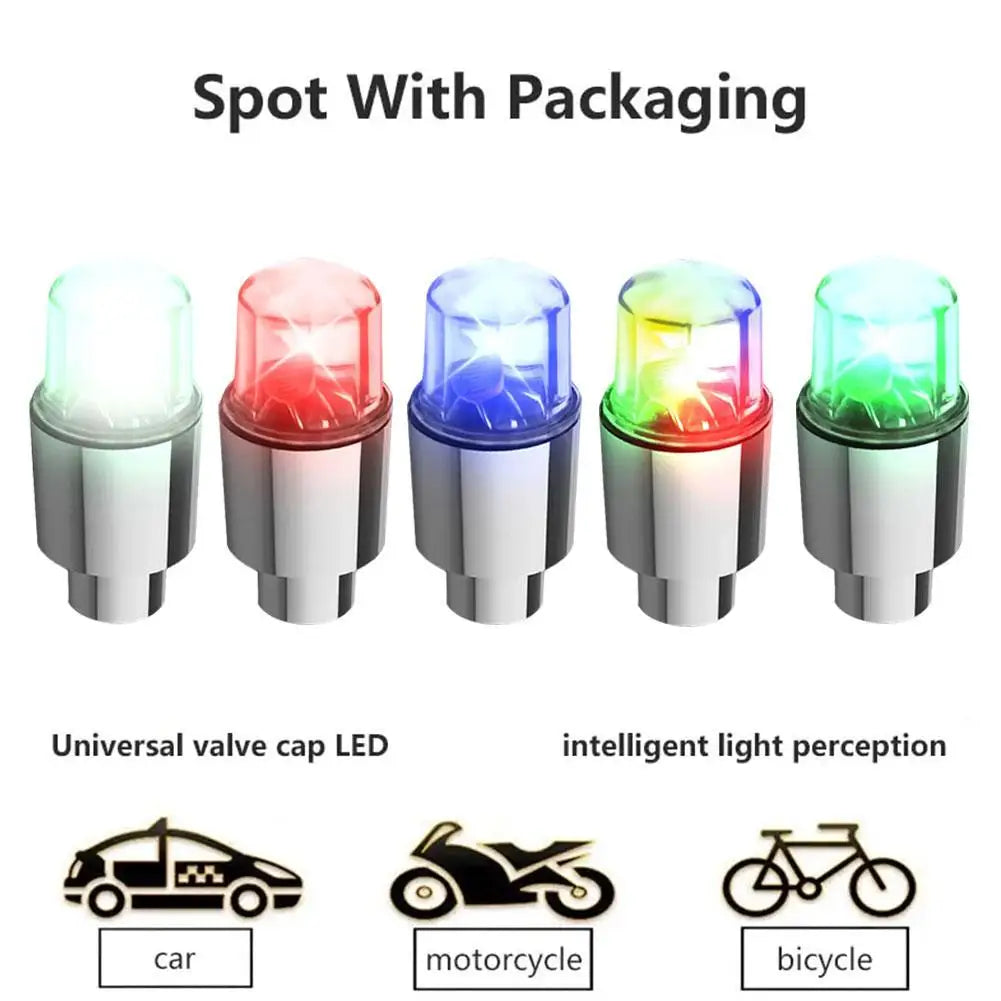 2pcs Wheel Lights Luminous Tire Motorcycle Bike Wheel Tire Valve Cover Universal Led Waterproof Car Accessories Wheel Light