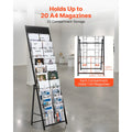 Portable 20-Pocket Brochure Display Rack Floor-Standing Metal Magazine and Newspaper Rack for Literature Display
