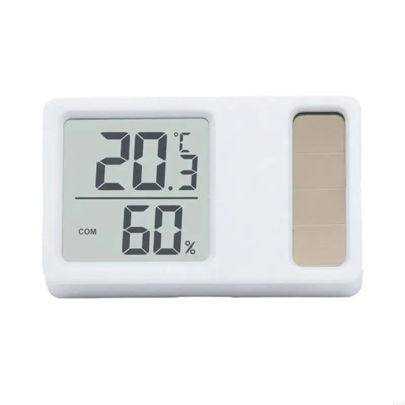 E56E Thermometers Hygrometer Solar Powered Desktop Temperature Humidity Meter Gauge