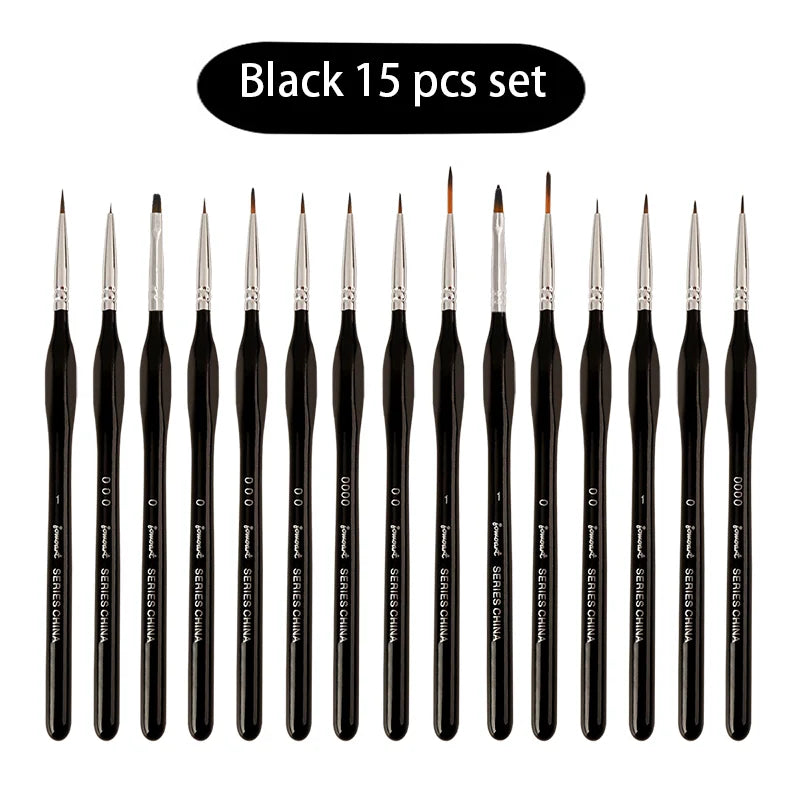 15 Pcs Miniature Hook Line Pen Painting Nylon Hair Multi Shape Pen Head Gouache Watercolor Oil Paint Artists Hand Painted Brush