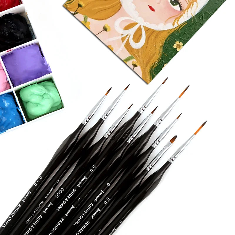 15 Pcs Miniature Hook Line Pen Painting Nylon Hair Multi Shape Pen Head Gouache Watercolor Oil Paint Artists Hand Painted Brush