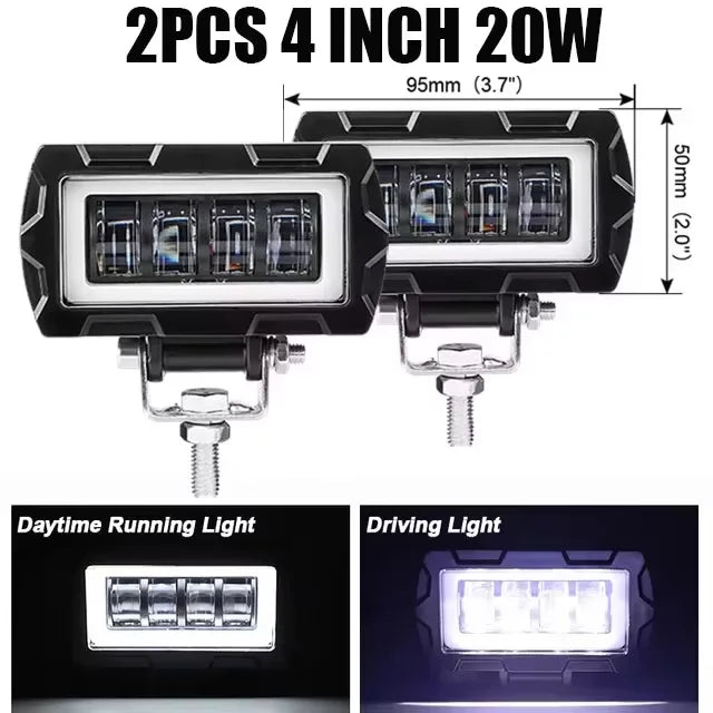 4 inch 5 inch 7D Angel Eye LED work Light Bar Offroad 4x4 Spotlight Fog Lamp 12V 24V Driving Work lamp DRL for Truck SUV ATV