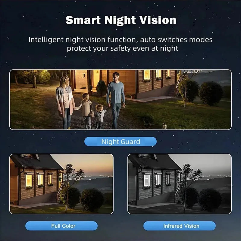12MP 6K HD Outdoor Surveillance Camera Triple Lenses Triple Screens WiFi Connection Waterproof Night Vision Home Safety Cam