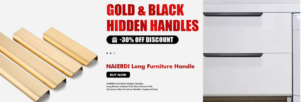 NAIERDI Black Hidden Cabinet Handles Aluminum Alloy Kitchen Cupboard Pulls Drawer Knobs Furniture Handle Bedroom Door Hardware