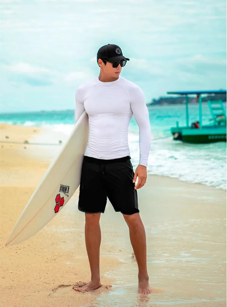 SAILBEE Men UV Protect Swimwear Long Sleeve Swimsuit Mens Rashguard Surfing Rash Guard Surf Shirt For Swimming Sail Drop Ship