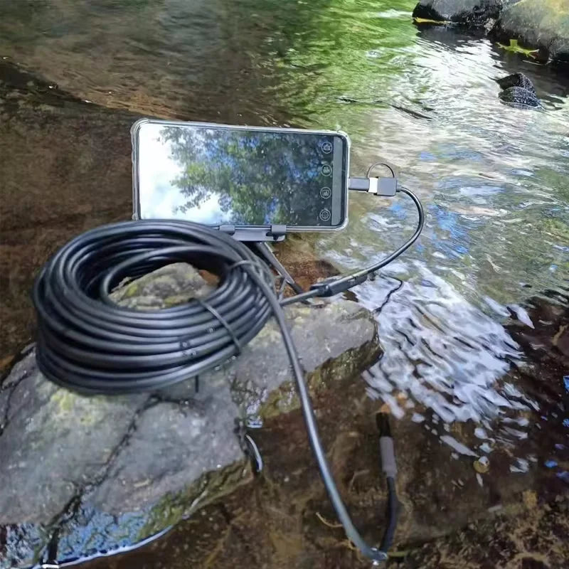 40m Fish Finder Underwater Fishing Endoscope Camera 960P Cars Sewer Inspection Borescope Waterproof 3In1 For Usb Android Type-C