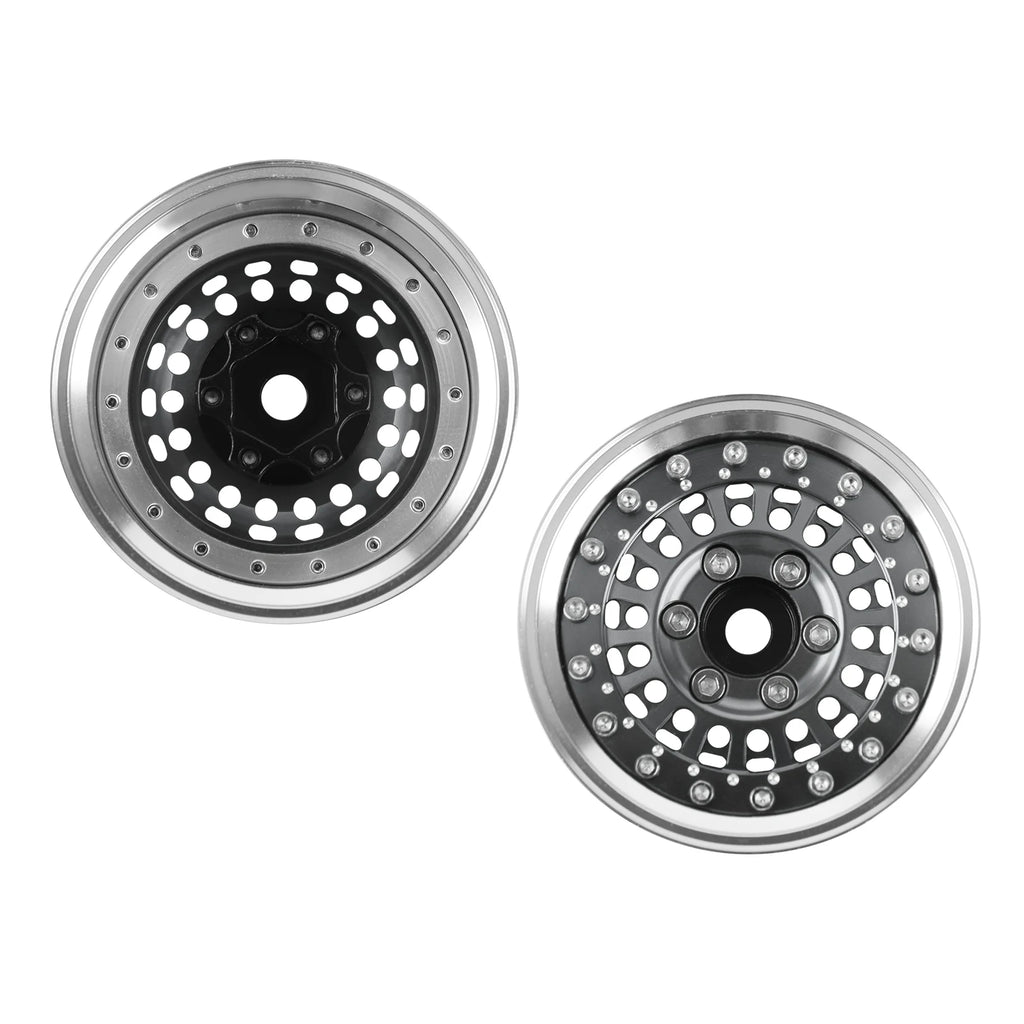 DashRC 1.9" Beadlock Wheels Aluminum Negative Offset Rims 4PCS for 1/10 RC Crawler SCX10 TRX4 TRX6 RC4WD D90
