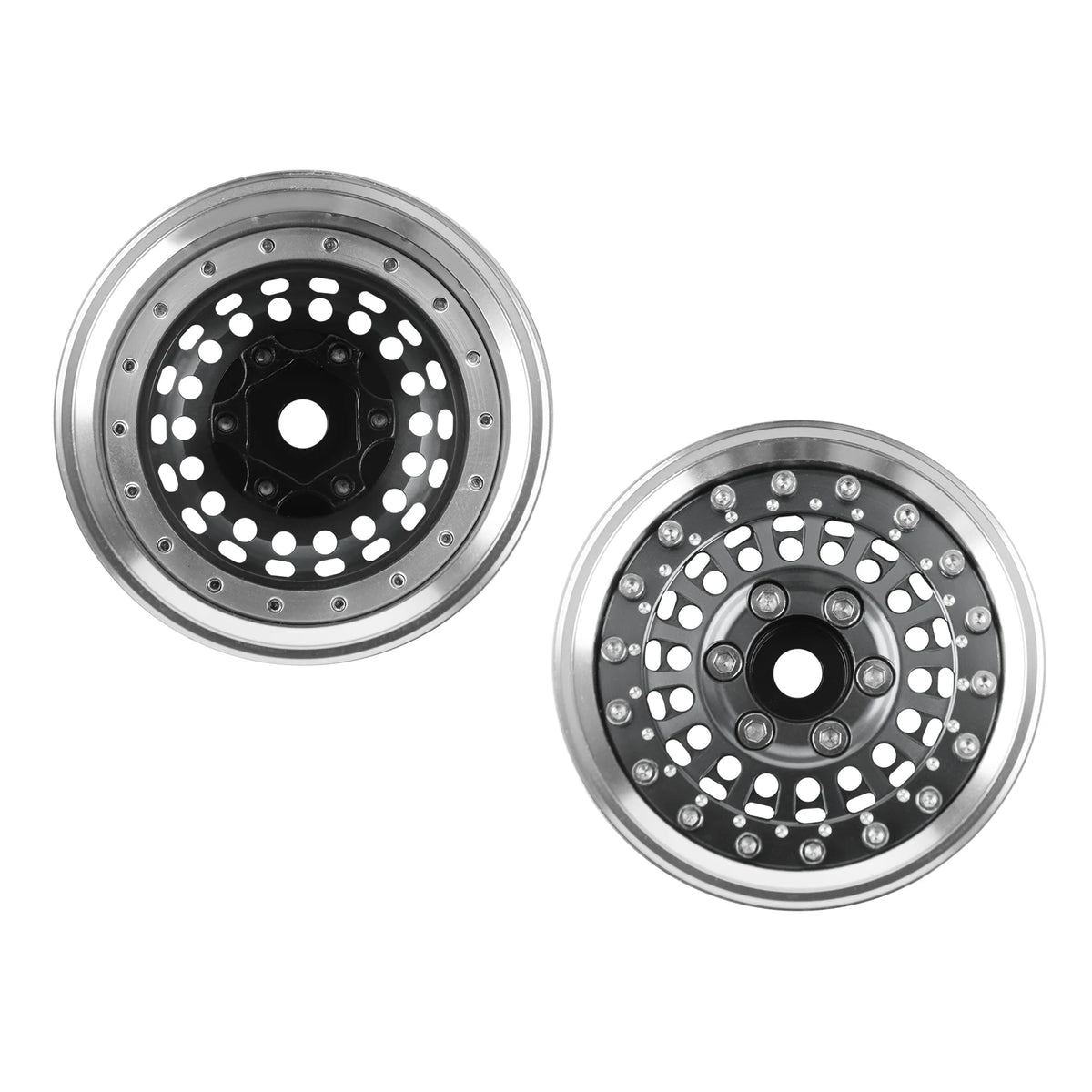 DashRC 1.9" Beadlock Wheels Aluminum Negative Offset Rims 4PCS for 1/10 RC Crawler SCX10 TRX4 TRX6 RC4WD D90