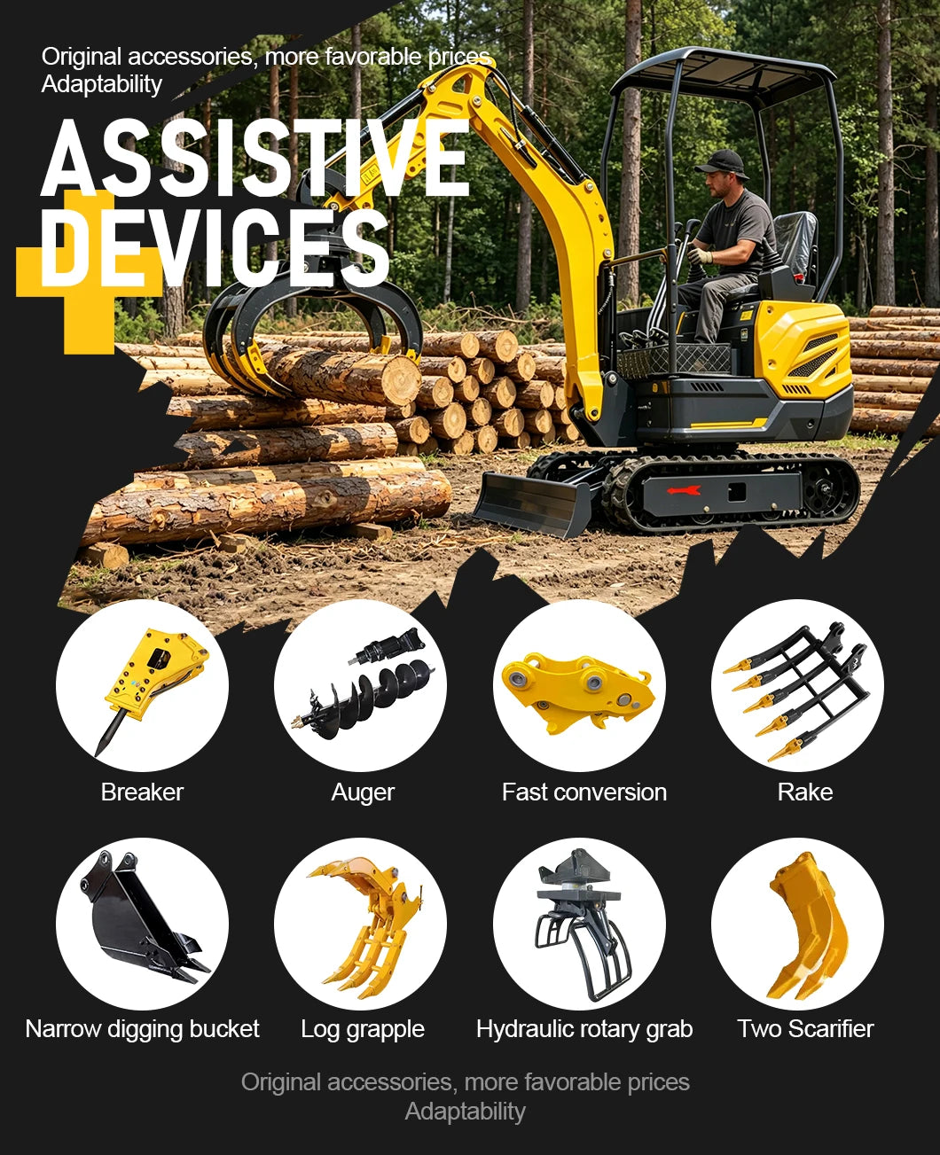 1.8ton Mini Excavator Wide Working Range Low Vibration Long Service Life For Small Commercial Construction Projects Customized