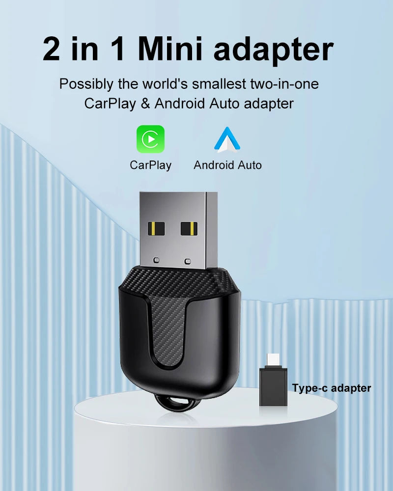FLIXIVI CarPlay Android Auto Adapter Wired To Wireless 5GHz WiFi5.0, /type-c Plug and Play, for Original Wired CarPlay/Auto Cars