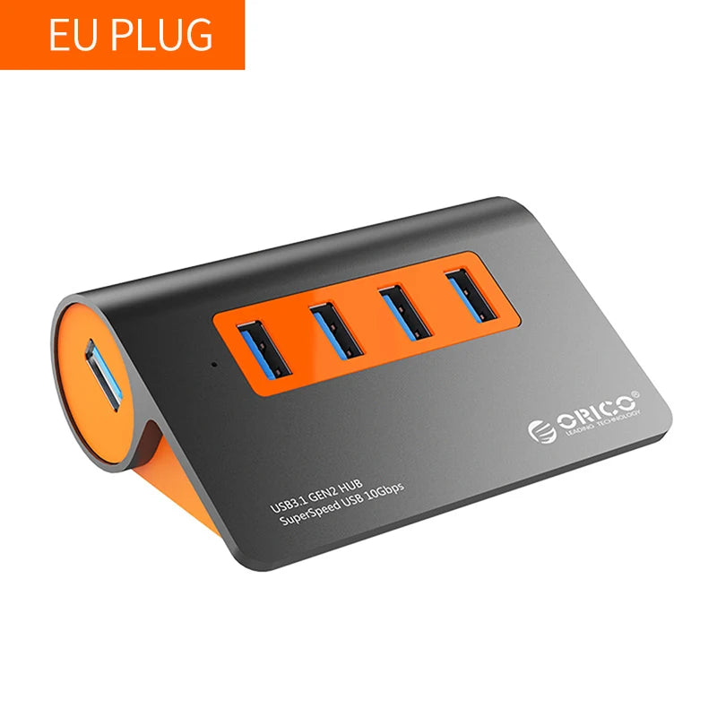 ORICO USB3.1 Gen2 HUB Aluminum USB HUB PC Splitter 10Gbps Super Speed With 12V Power Adapterfor MacBook PC Computer Accessories